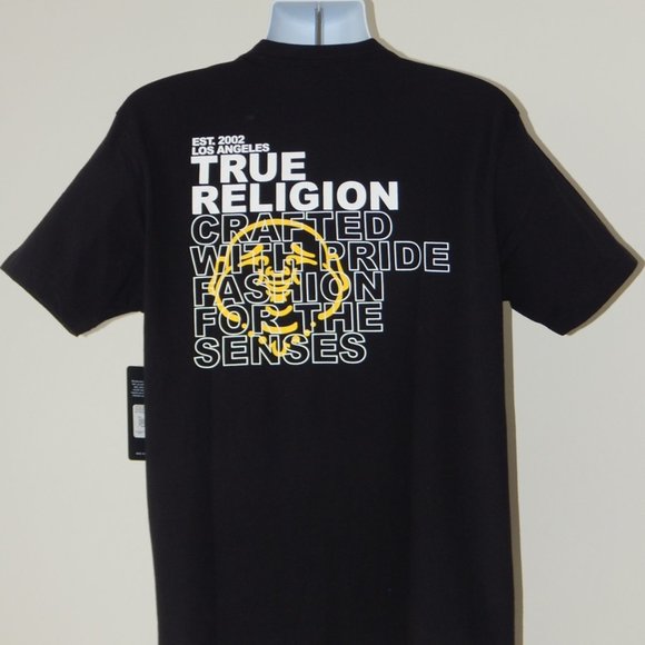NWT MEN’S TRUE RELIGION Bright HS BUDDHA GRAPHIC  Crew Neck BLACK T SHIRT LARGE - Picture 5 of 5
